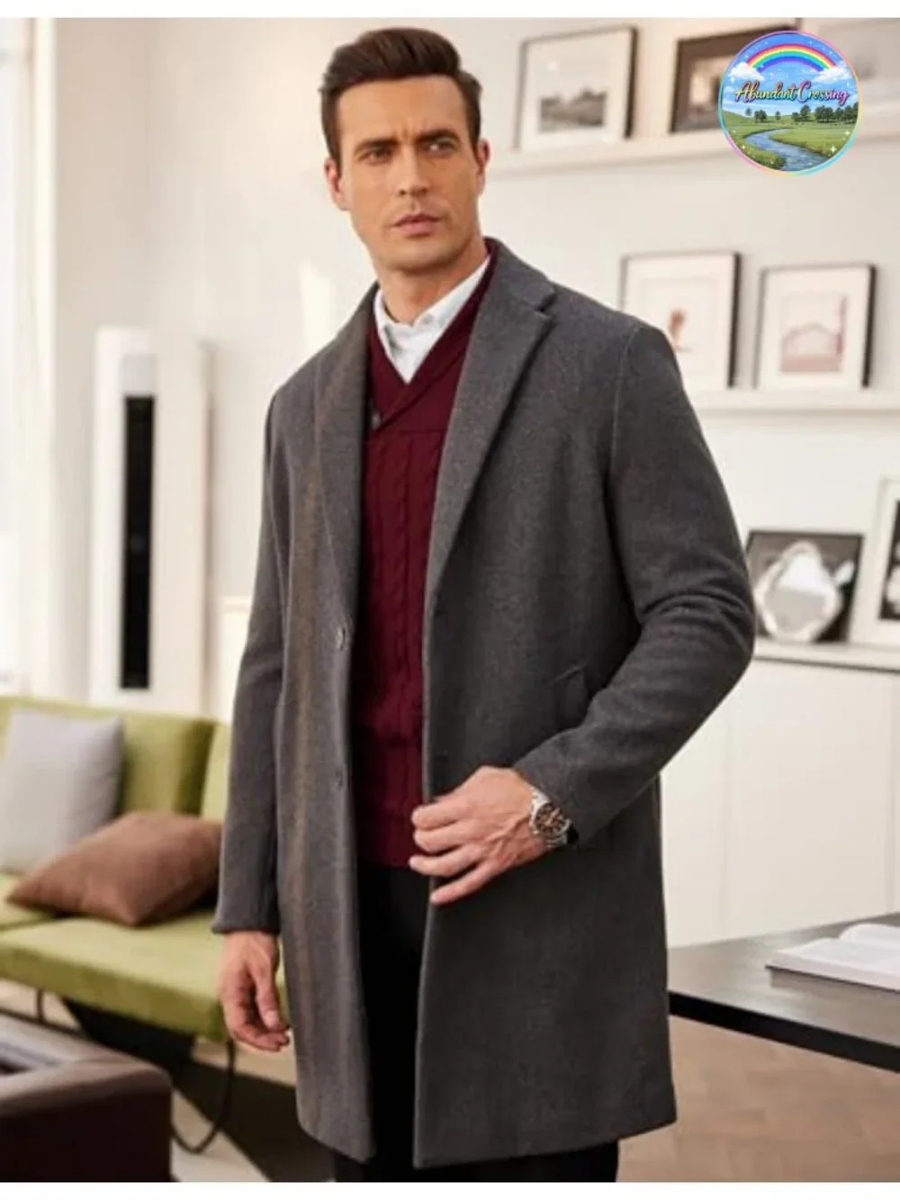 Men's Shawl Collar Pullover Sweater Slim Fit Casual Button Cable Knit